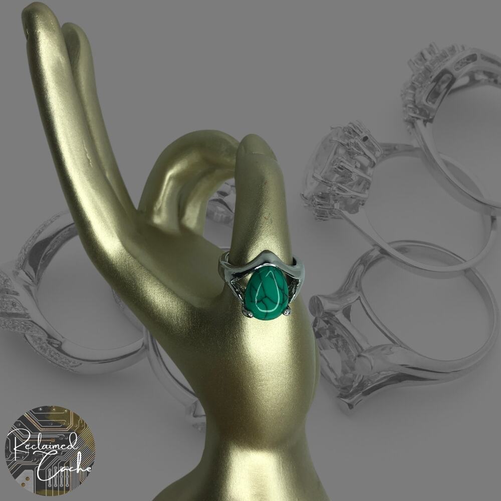 Turquoise Covered Teardrop Ring - Size 6.5